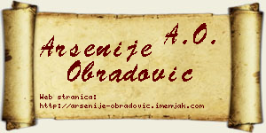 Arsenije Obradović vizit kartica